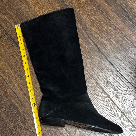 Elegant Black Knee-High suede with leather trim Women's Boots size 10 - Picture 4 of 10